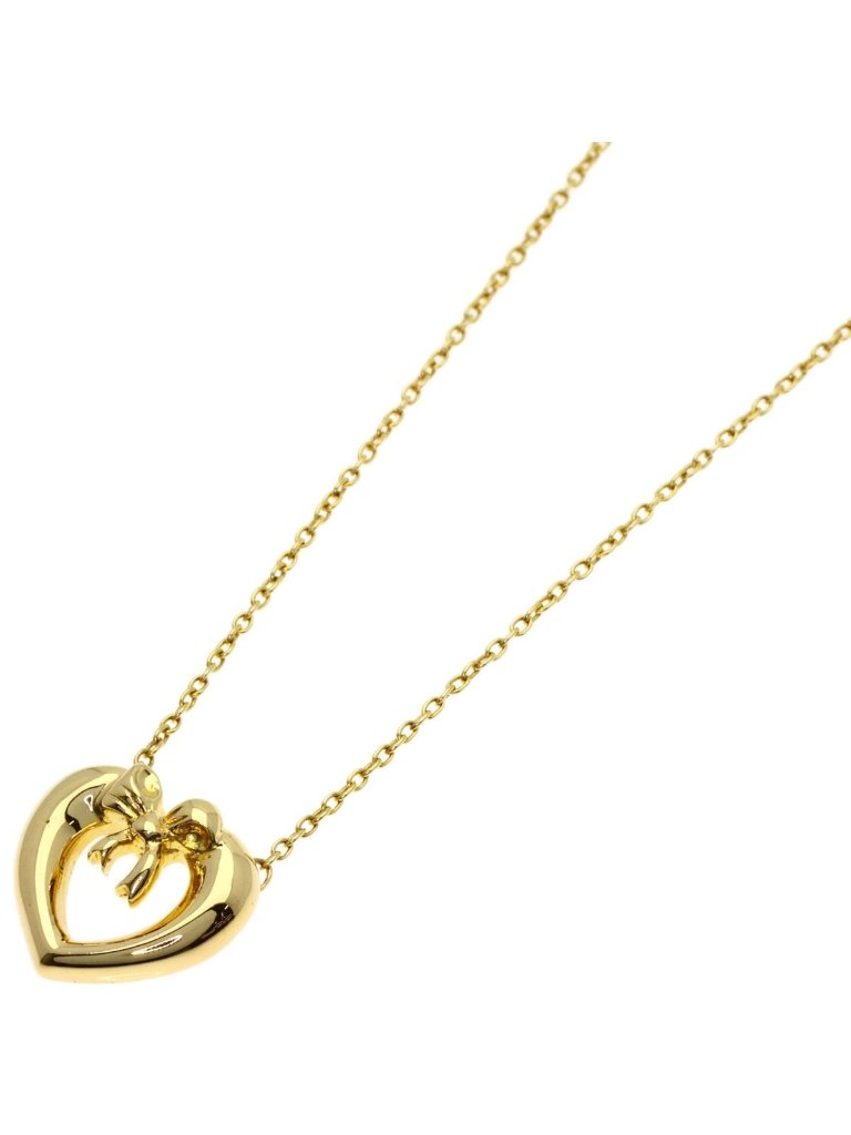 Tiffany & Co Heart With Bow Necklace 18k Yellow Gold